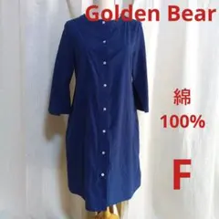 Golden Bear 長袖 チュニック　シャツワンピース ネイビー　綿100%のサムネイル