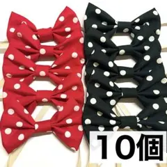 トリミングチョーカー　リボン　赤黒ドット