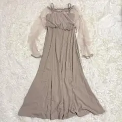 hinari オケージョンワンピース　チュールトップス　キャミワンピ　ベージュ