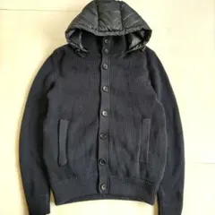 ナノユニバース 西川ダウン ニット切替 ネイビー Sサイズ