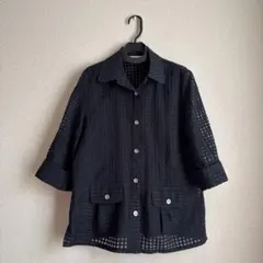 黒 メッシュ テーラードジャケット L