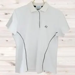 B2241 YONEX ポロシャツ 半袖(L) 白 ワンポイント プリントロゴのサムネイル