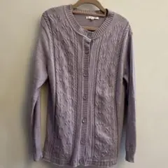 ラベンダー ボタンカーディガン 長袖