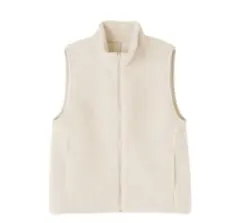 無印良品 婦人 ボアフリースベスト　アイボリー　L