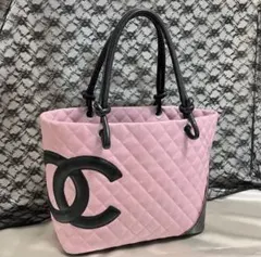 CHANEL キルティングトートバッグ ピンク/ブラック