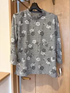 花柄 ハイネック カットソー 長袖 グレー 未使用 タグ付き
