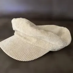 クリーム色 コーデュロイ キャスケット