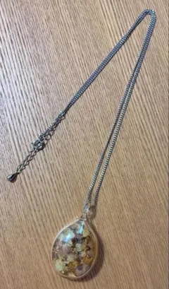 ドライフラワー ドロップ型 ペンダント ネックレス　アンティーク　レトロ