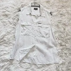 BANANA REPUBLIC ノースリーブシャツ コットン100% ベージュ - メルカリ