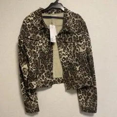 パフスリーブデニムジャケット　ヒョウ柄　レオパード　豹柄　Y2K ギャル