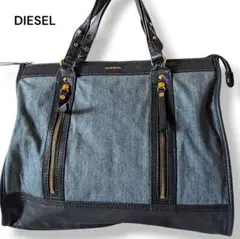 DIESEL　ディーゼル　ハンドバッグ　デニム　ナイロン　レザー　青　ビジネス