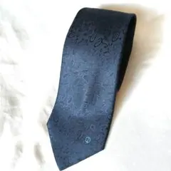 【美品】Dunhill 濃紺 ペイズリー ジャガード シルク100％ ネクタイ