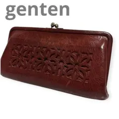 genten ゲンテン カットワーク がま口長財布 ワインレッド フラワーのサムネイル
