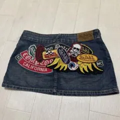 Von Dutch ボンダッチ　ミニスカート　デニム　ワッペン　Y2K スカル