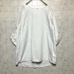 a.v.v standard ストライプ 五分袖シャツ　大人　オフィスOK