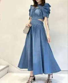 snidel スイッチングデコルテオープンワンピース