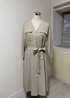 ベージュ トレンチコート ウエストベルト付き