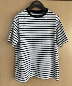 three dots スリードッツ/ボーダーTシャツ/ホワイト×ブラック/Sのサムネイル