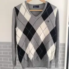 FRED PERRY アーガイル Vネックセーター XS