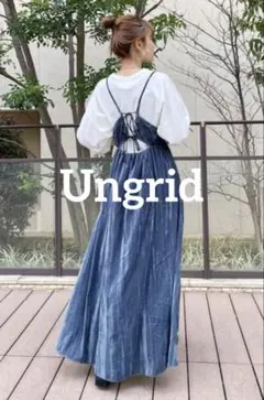 【美品】Ungrid ベロアギャザーキャミワンピース