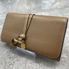 【美品】Chloe クロエ　長財布　レザー　ブラウン　シボ革　折り財布のサムネイル