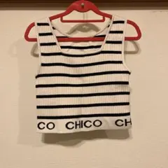 CHICO ストライプ クロップドタンクトップ