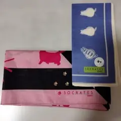 SOCRATES猫柄 ハンカチ 大中サイズ2枚セット