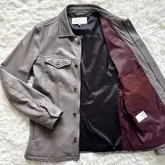 【極美品】Lサイズ 山羊革ゴートレザー ジャケット グレー ボルドーワインレッド