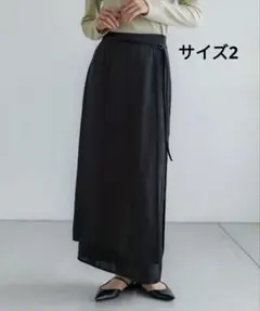 【未使用】crewre ラップレイヤードIラインスカートブラック サイズ2のサムネイル
