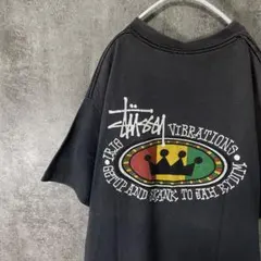 OLD Stussy 80s 90s 黒タグ Tシャツ ラスタ　キムタク着用