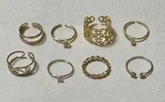 ゴールド華奢リング8点セット