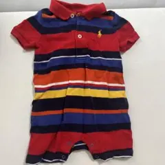 ラルフローレンボーダー柄ポロシャツロンパース 6M70サイズ男の子