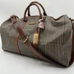 ポロ ラルフローレン PVC レザー 大容量 ボストンバッグ 千鳥柄