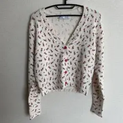 【新品・未使用】ZARA 花柄ニットカーディガン