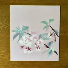 絵画 桜 テクスチャーアート アクリル画 原画 一点物 風景画 春 空