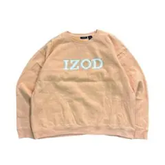 7AS3【IZOD】フロントロゴ刺繍　ラグランスウェット　オレンジ　古着