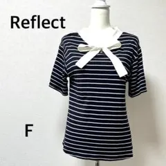リフレクト Tシャツ　半袖　ボーダー　ボウタイ　リボン　マリン　ネイビー　紺　Fのサムネイル
