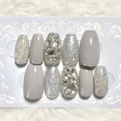 現品 シルバー系 埋め尽くし ラメ ネイルチップセット