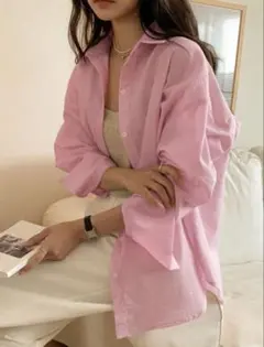 SHEIN DAZY ピンクストライプ シャツ 羽織 水着 ビーチ プール XLのサムネイル