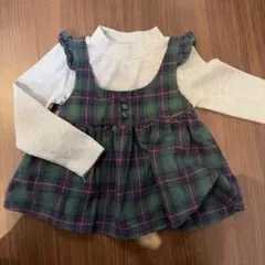 110サイズ フリル付きチェックトップス