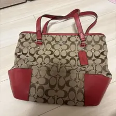 Coach トートバッグ ベージュ/レッド