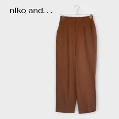 ニコアンド タック ワイドパンツ 麻 レーヨン サイズ3 L相当 ブラウン