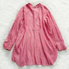 ビューティーアンドユース バンドカラー ブラウス ピンク バックリボン 春夏