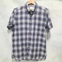 【極美品】マッキントッシュフィロソフィー リネン混 チェック 半袖シャツ Lのサムネイル