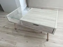 【直接引取】LOWYA ローテーブル ガラス天板 収納付き 北欧 テーブル