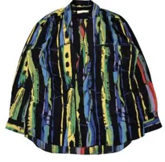 VINTAGE デザイン古着 総柄 ダブルテーラードジャケット シャツジャケット