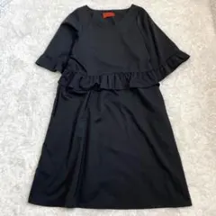 somari お呼ばれフリルデザインワンピース ブラック　ゆったり