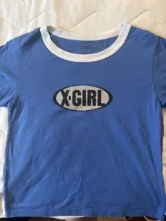 X-girl 半袖Tシャツ ブルー リンガーネックのサムネイル