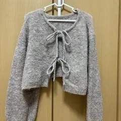 ベージュ系 前結びカーディガン Mサイズ