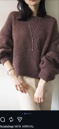 lumier/ミックスヤーンボリュームスリーブブークレニットプルオーバー